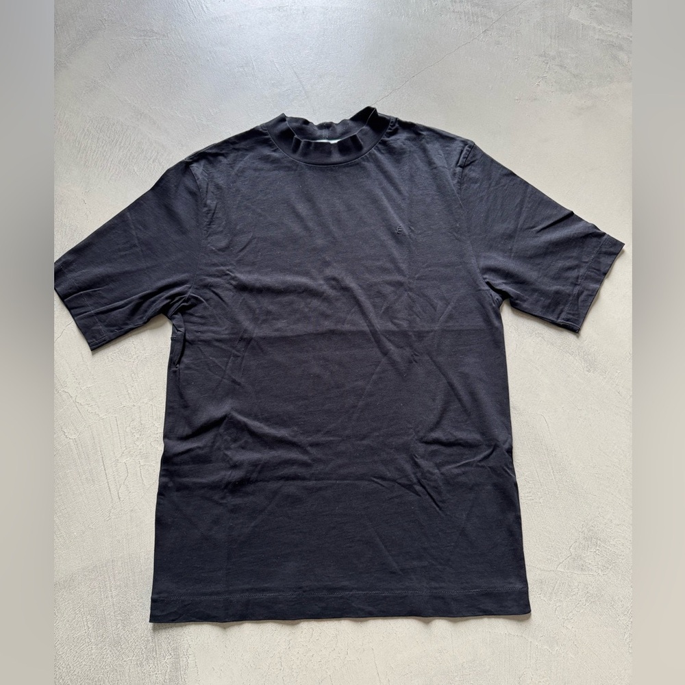 Men's Black T-Shirt with slightly Mocked Turtleneck